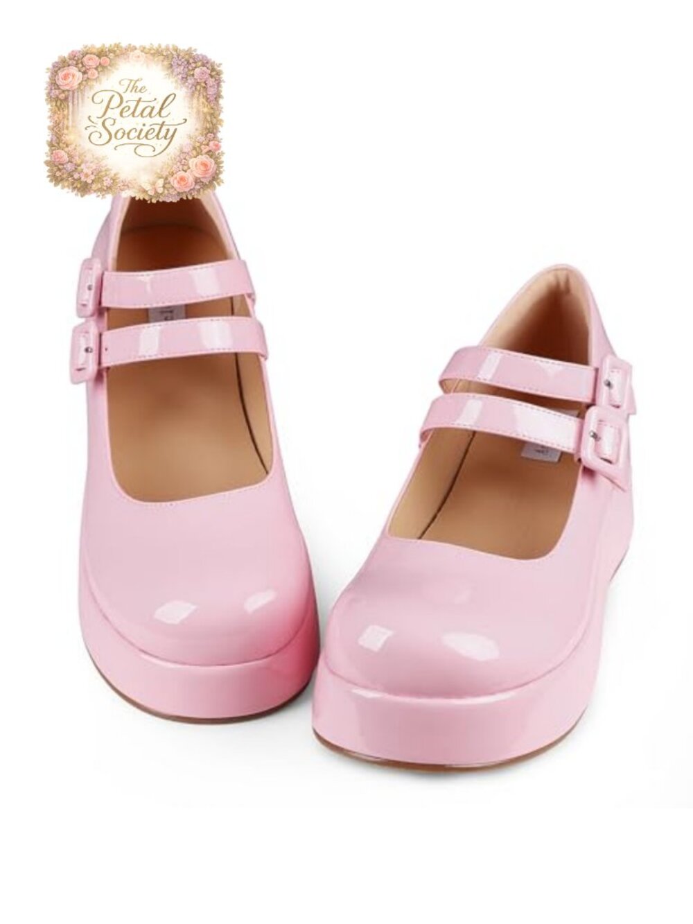 Faux Leather Mary Jane Platform Chunky Heel Round Toe Double Strap Women's Shoes